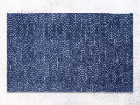 Handmade Modern Rug | Geometric Design in Blue