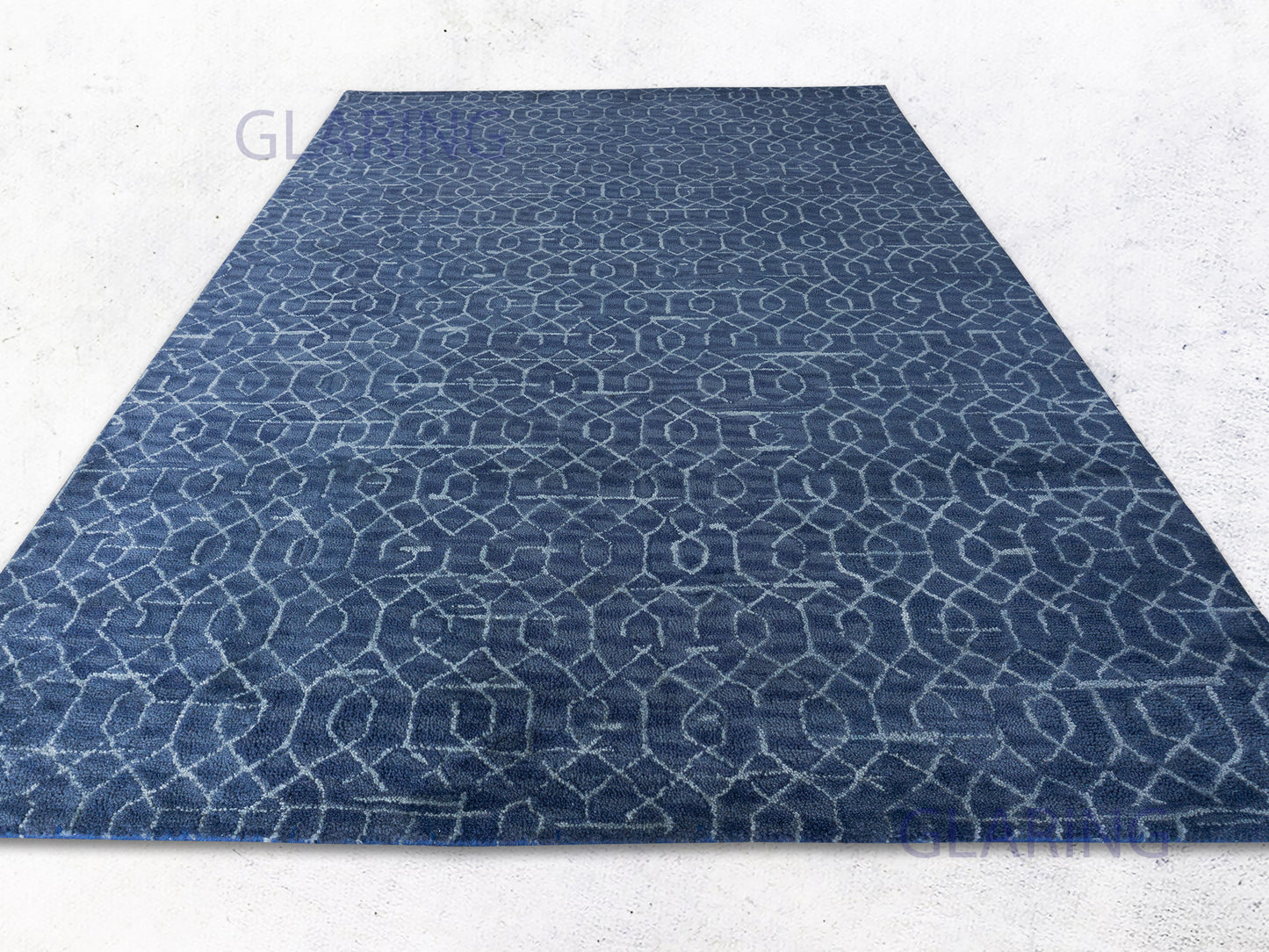 Handmade Modern Rug | Geometric Design in Blue