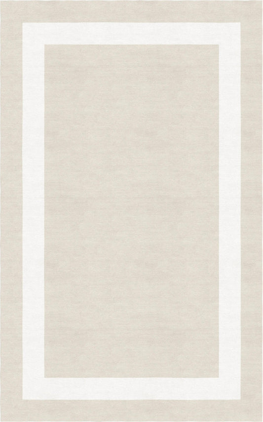Handmade Hand-Tufted Modern Rug | Double Border Design in White & Warm Gray