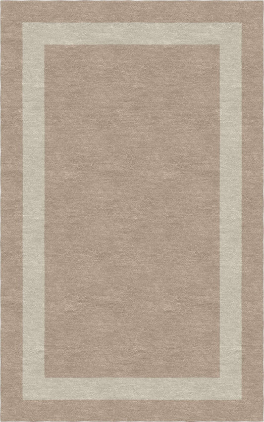 Handmade Hand-Tufted Modern Rug | Double Border Design in Ivory & Light Brown