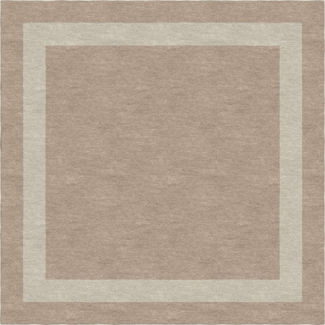 Handmade Hand-Tufted Modern Rug | Double Border Design in Ivory & Light Brown