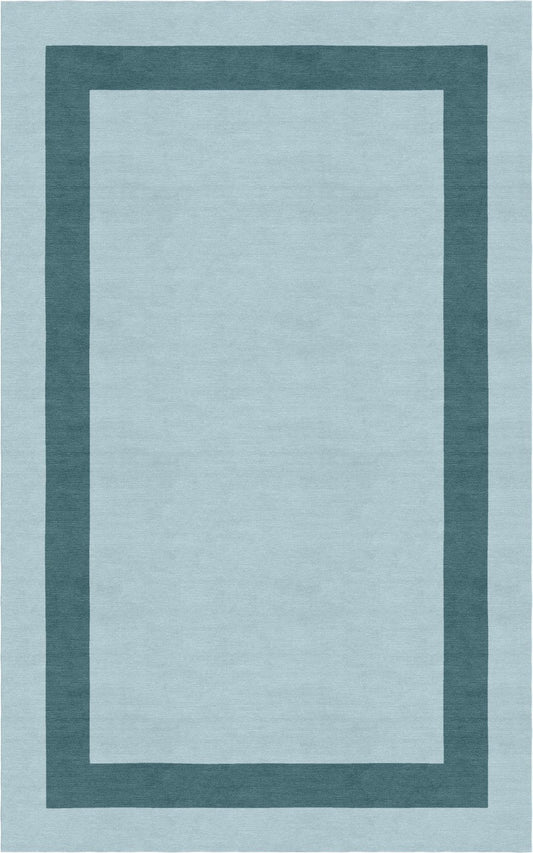 Handmade Hand-Tufted Modern Rug | Double Border Design in Aqua & beetle green