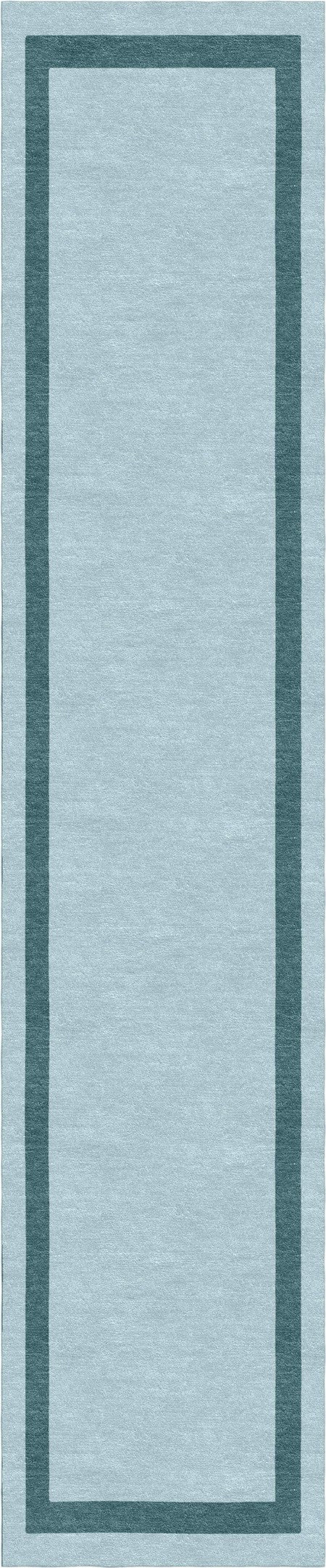 Handmade Hand-Tufted Modern Rug | Double Border Design in Aqua & beetle green