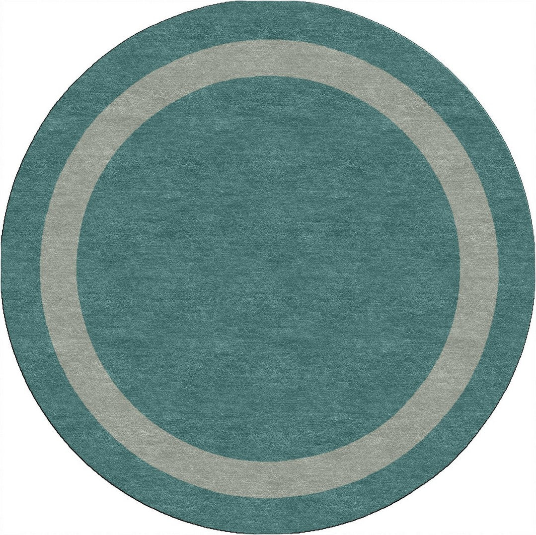 Handmade Hand-Tufted Modern Rug | Double Border Rug in Teal Green