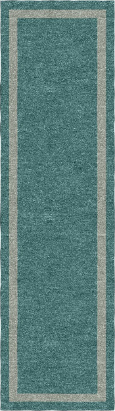 Handmade Hand-Tufted Modern Rug | Double Border Rug in Teal Green