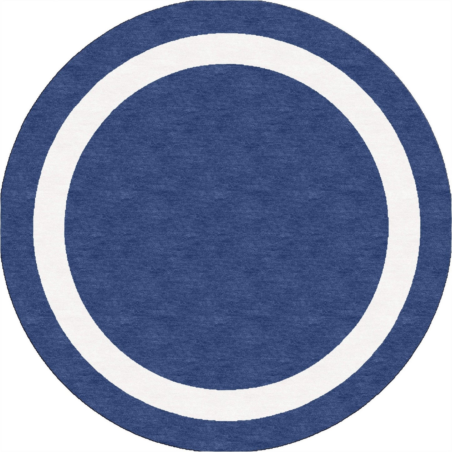 Handmade Hand-Tufted Modern Rug | Double Border Design in White & Navy Blue
