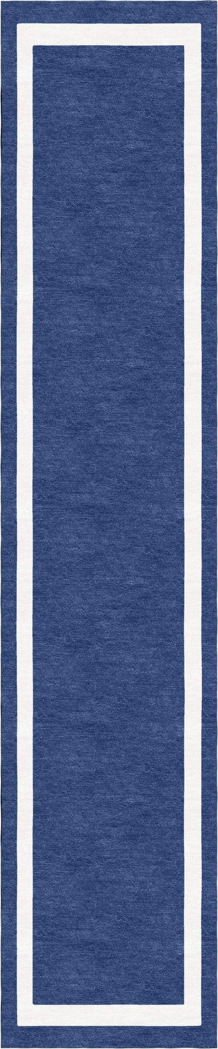 Handmade Hand-Tufted Modern Rug | Double Border Design in White & Navy Blue