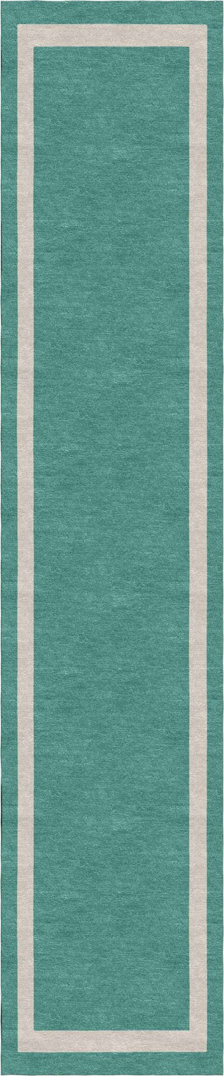 Handmade Hand-Tufted Modern Rug | Double Border Rug in Teal Green