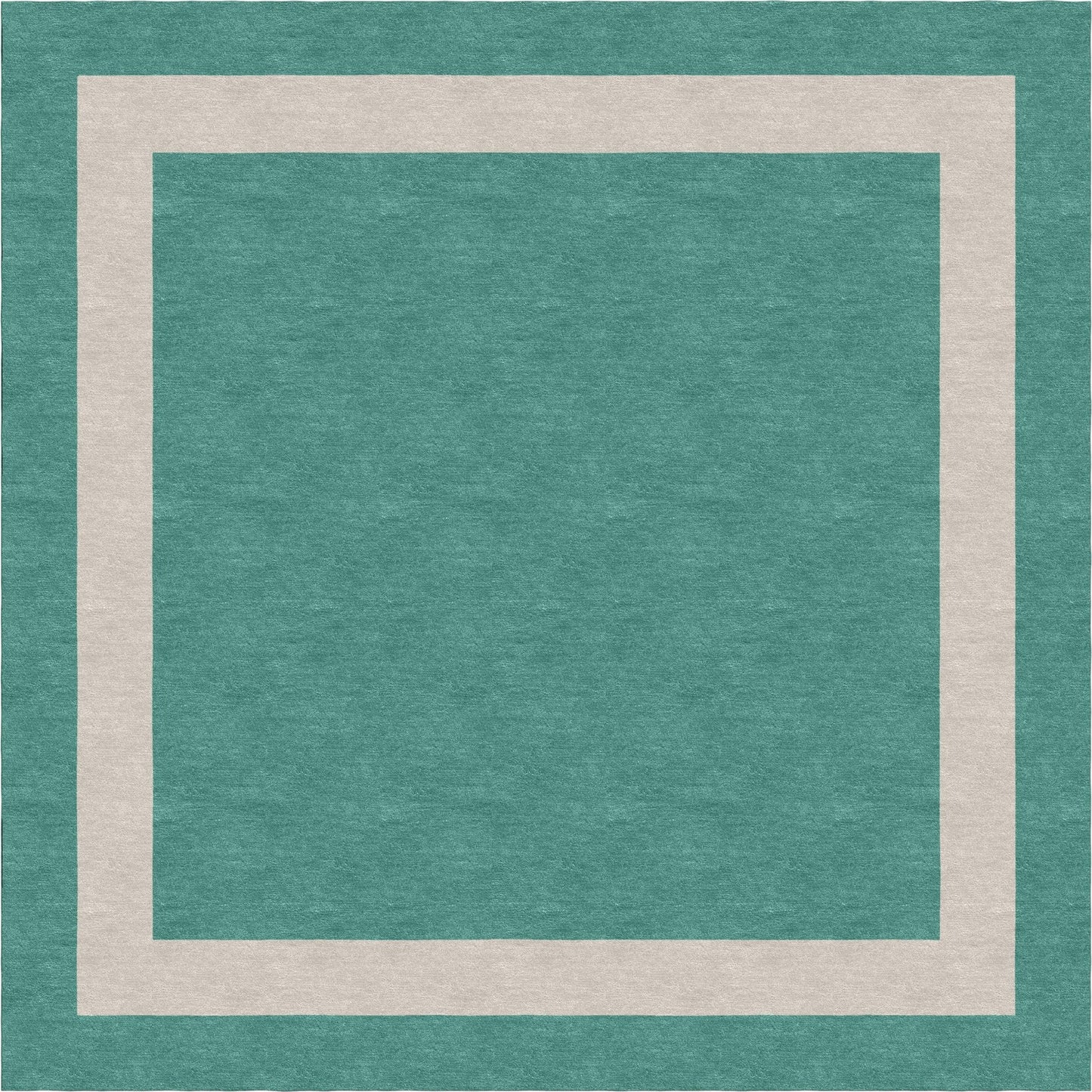 Handmade Hand-Tufted Modern Rug | Double Border Rug in Teal Green