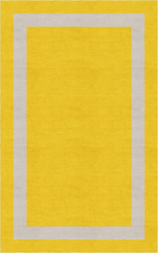 Handmade Hand-Tufted Modern Rug | Double Border Design in Ivory & Mustard Yellow