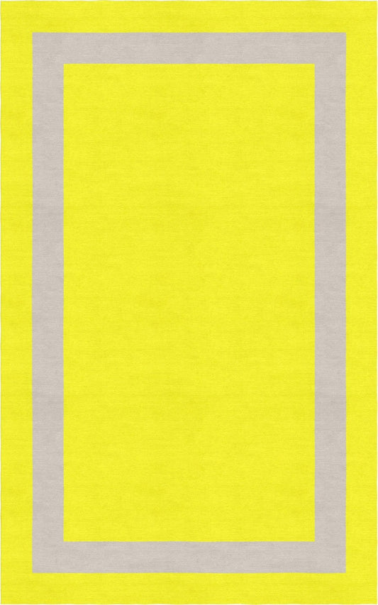 Handmade Hand-Tufted Modern Rug | Double Border Design in Ivory & Yellow