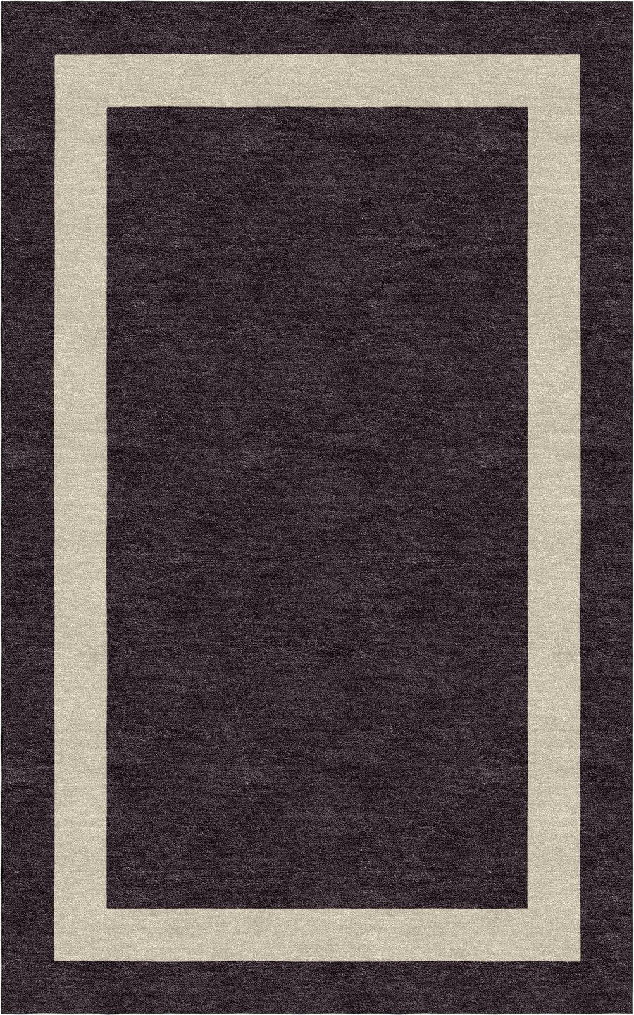 Handmade Hand-Tufted Modern Rug | Double Border Design in Dark Brown & Ivory