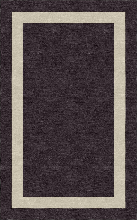 Handmade Hand-Tufted Modern Rug | Double Border Design in Dark Brown & Ivory