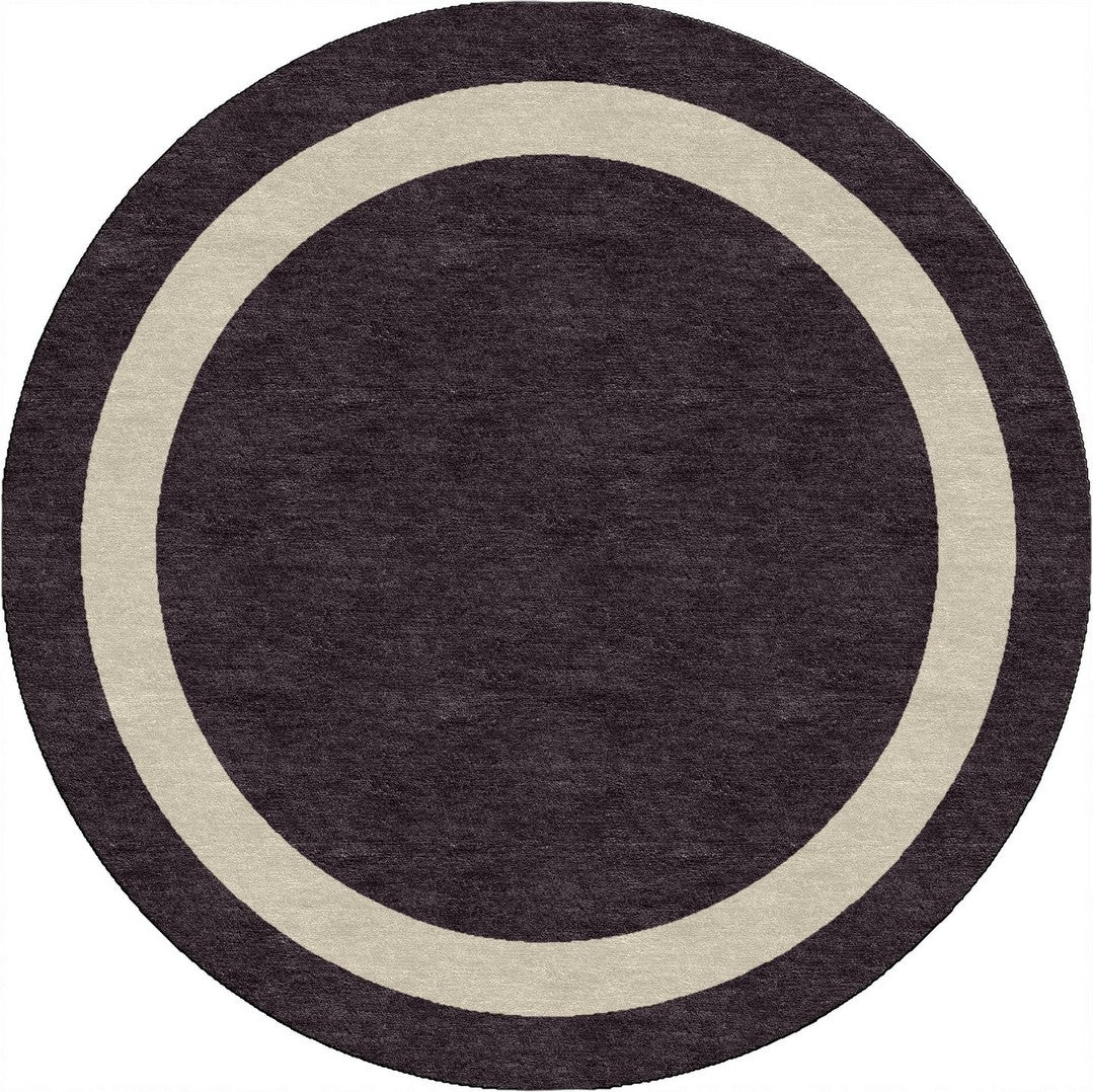 Handmade Hand-Tufted Modern Rug | Double Border Design in Dark Brown & Ivory