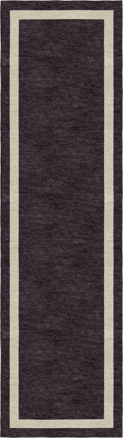 Handmade Hand-Tufted Modern Rug | Double Border Design in Dark Brown & Ivory