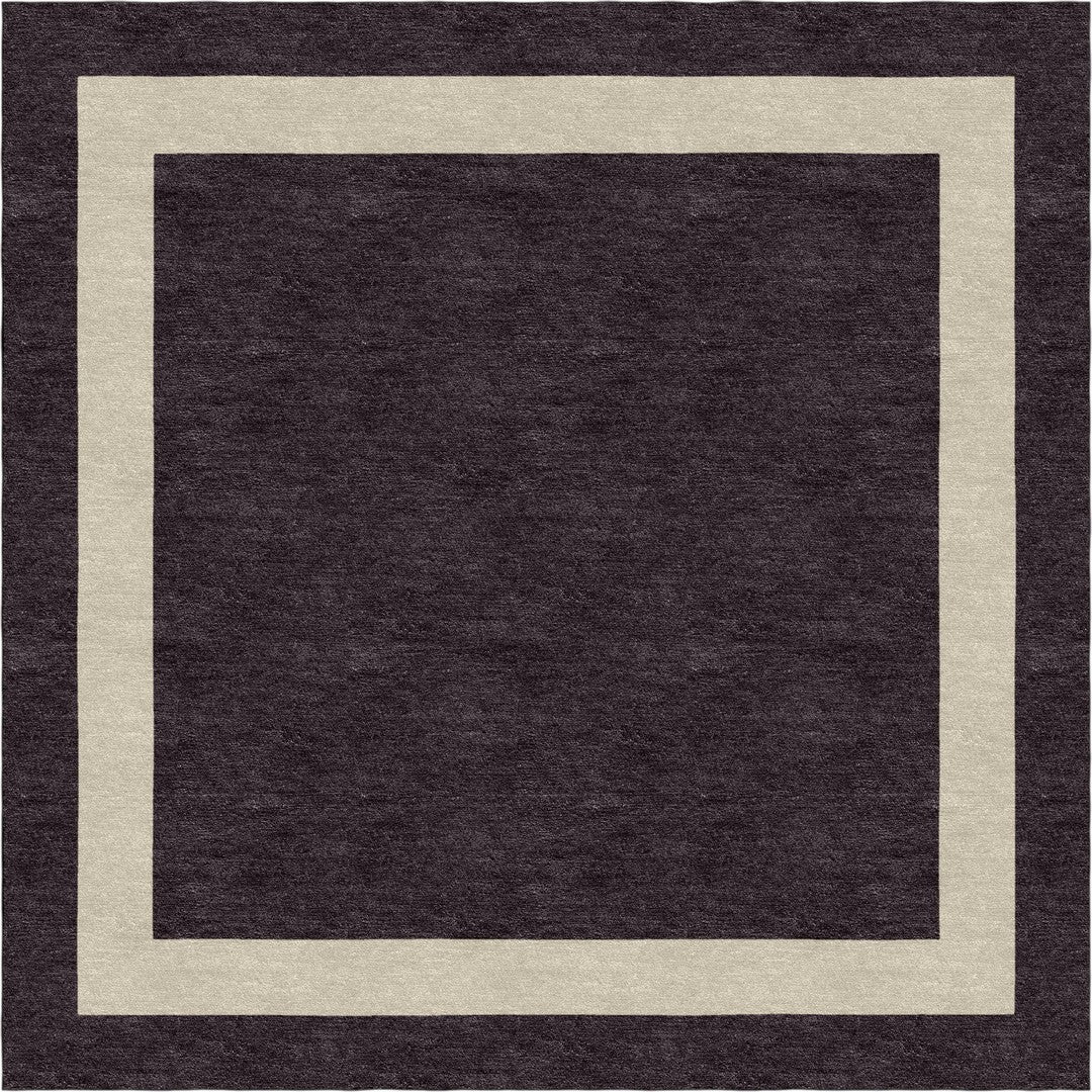 Handmade Hand-Tufted Modern Rug | Double Border Design in Dark Brown & Ivory