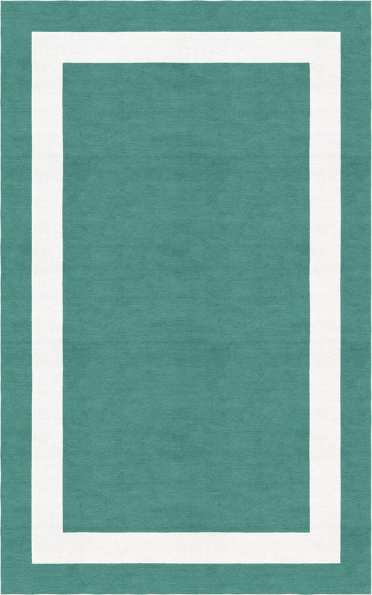 Handmade Hand-Tufted Modern Rug | Double Border Rug in Teal Green