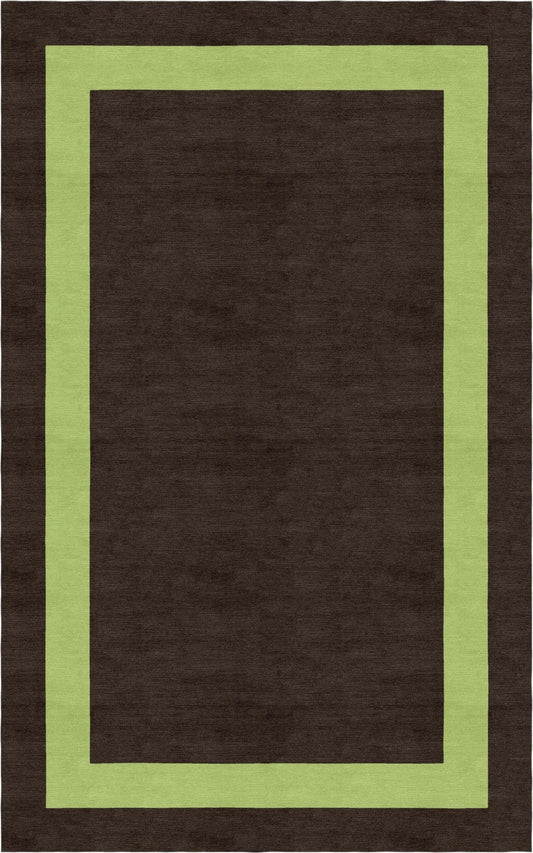 Handmade Hand-Tufted Modern Rug | Double Border Design in Olive Green & Brown