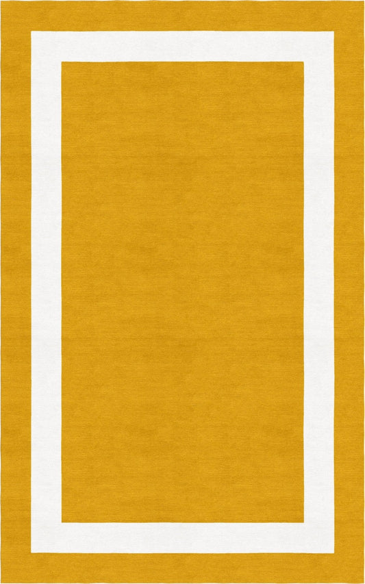 Handmade Hand-Tufted Modern Rug | Double Border Design in White & Gold
