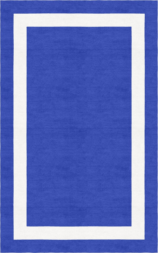 Handmade Hand-Tufted Modern Rug | Double Border Design in White & Blue