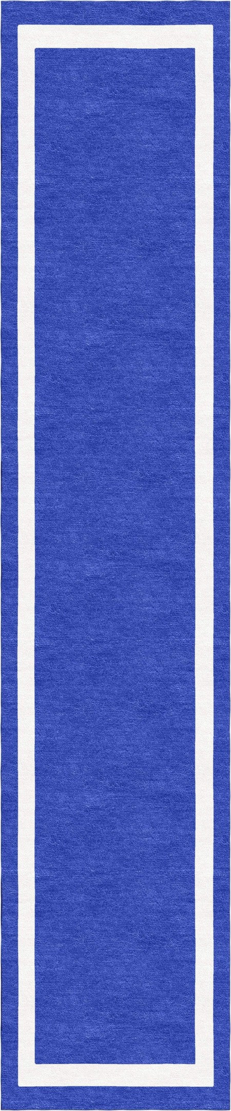 Handmade Hand-Tufted Modern Rug | Double Border Design in White & Blue