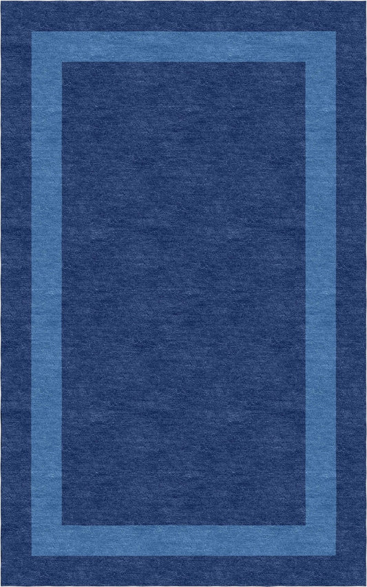 Handmade Hand-Tufted Modern Rug | Double Border Design in Blue & Royal Blue
