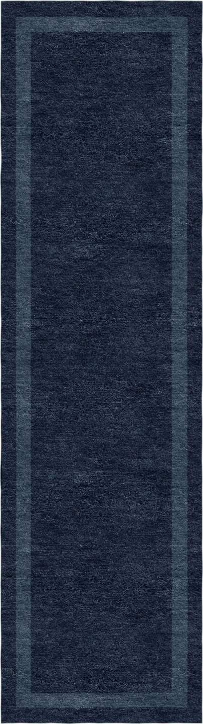 Handmade Hand-Tufted Modern Rug | Double Border Design in Gray & Midnight Blue
