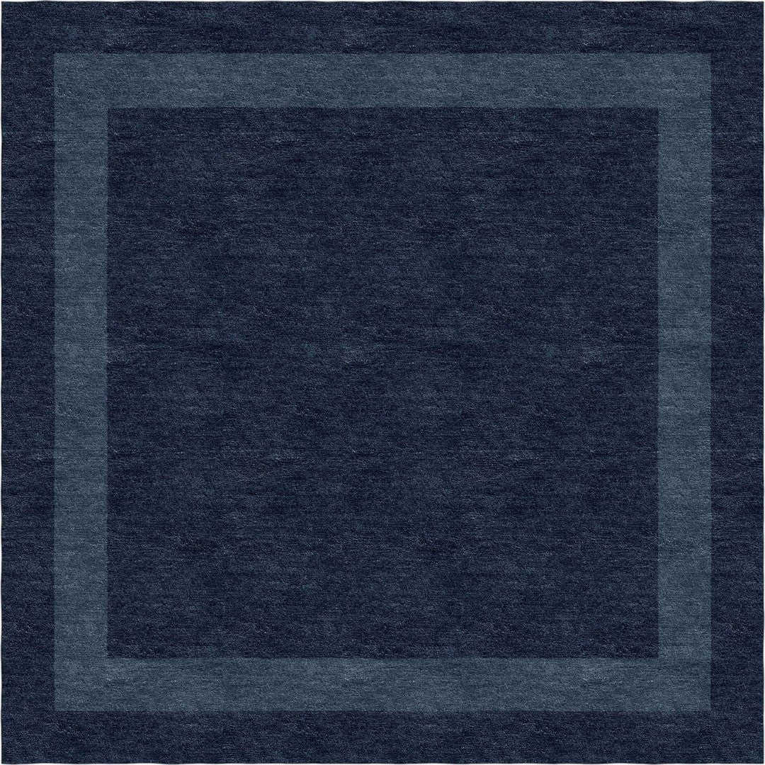 Handmade Hand-Tufted Modern Rug | Double Border Design in Gray & Midnight Blue