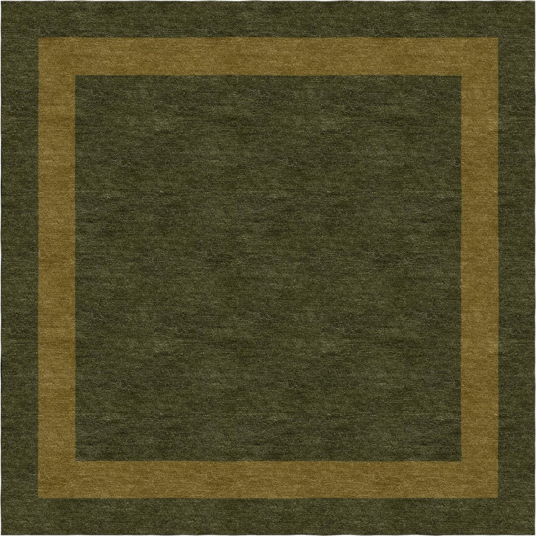 Handmade Hand-Tufted Modern Rug | Double Border Rug in Green