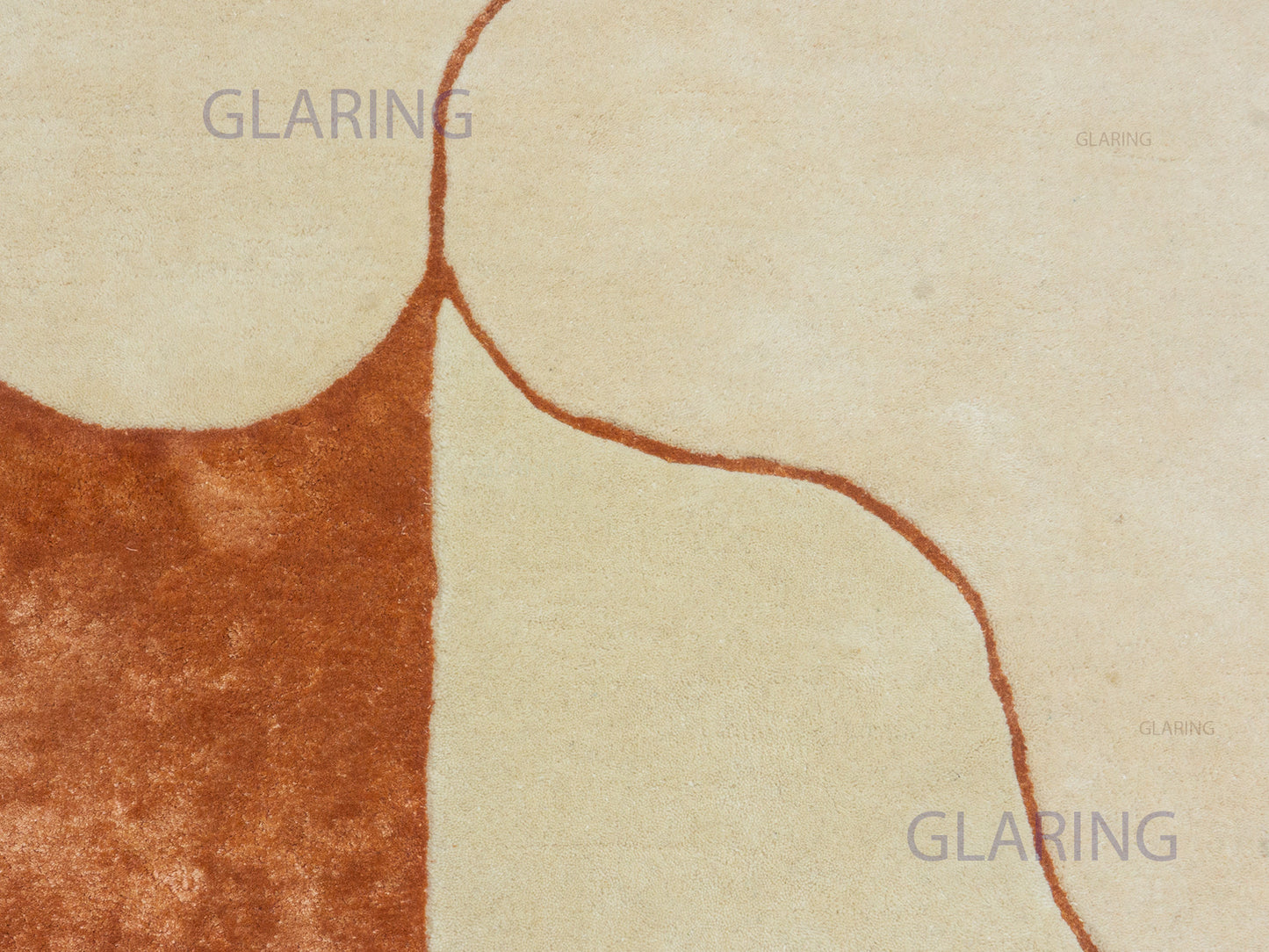Hand Tufted Modern Rug | Abstract Design Ivory and Rust 5x8