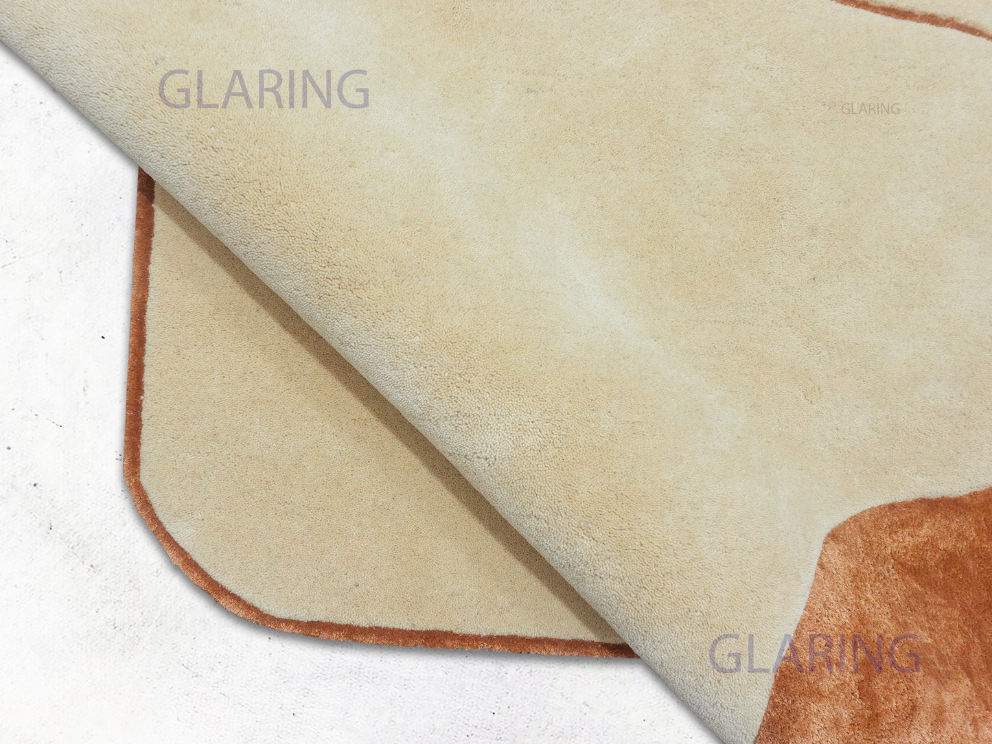 Beige & Terracotta Modern Geometric Abstract Area Rug :Hand Tufted Wool Viscose Rug