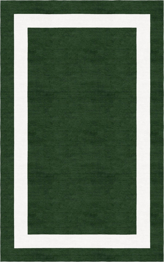 Handmade Hand-Tufted Modern Rug | Double Border Rug in Green