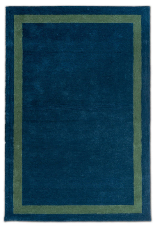 Handmade Hand-Tufted Modern Rug | Double Border Design in Green & Bottle Green