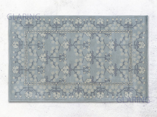 Handmade Traditional Rug | Floral Design in Grey