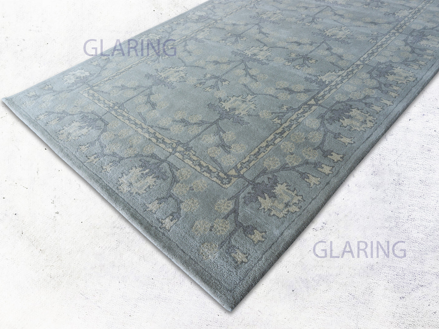 Handmade Traditional Rug | Floral Design in Grey