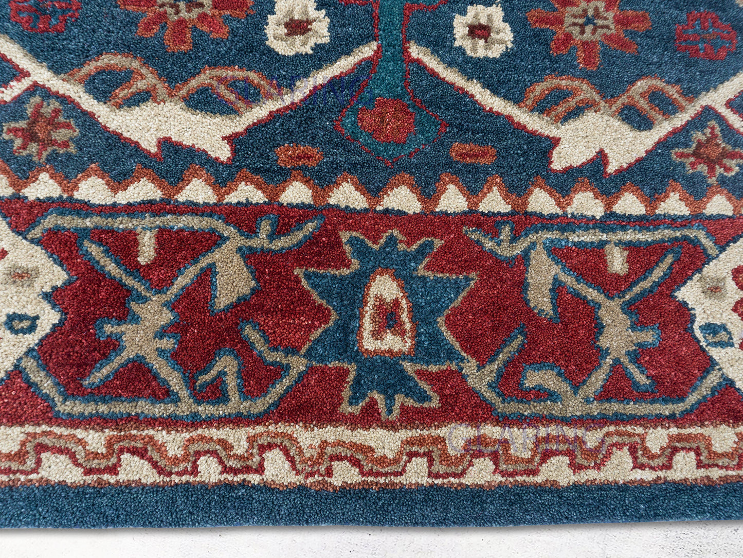 Handmade Traditional Rug | Oriental Design in Blue & Red