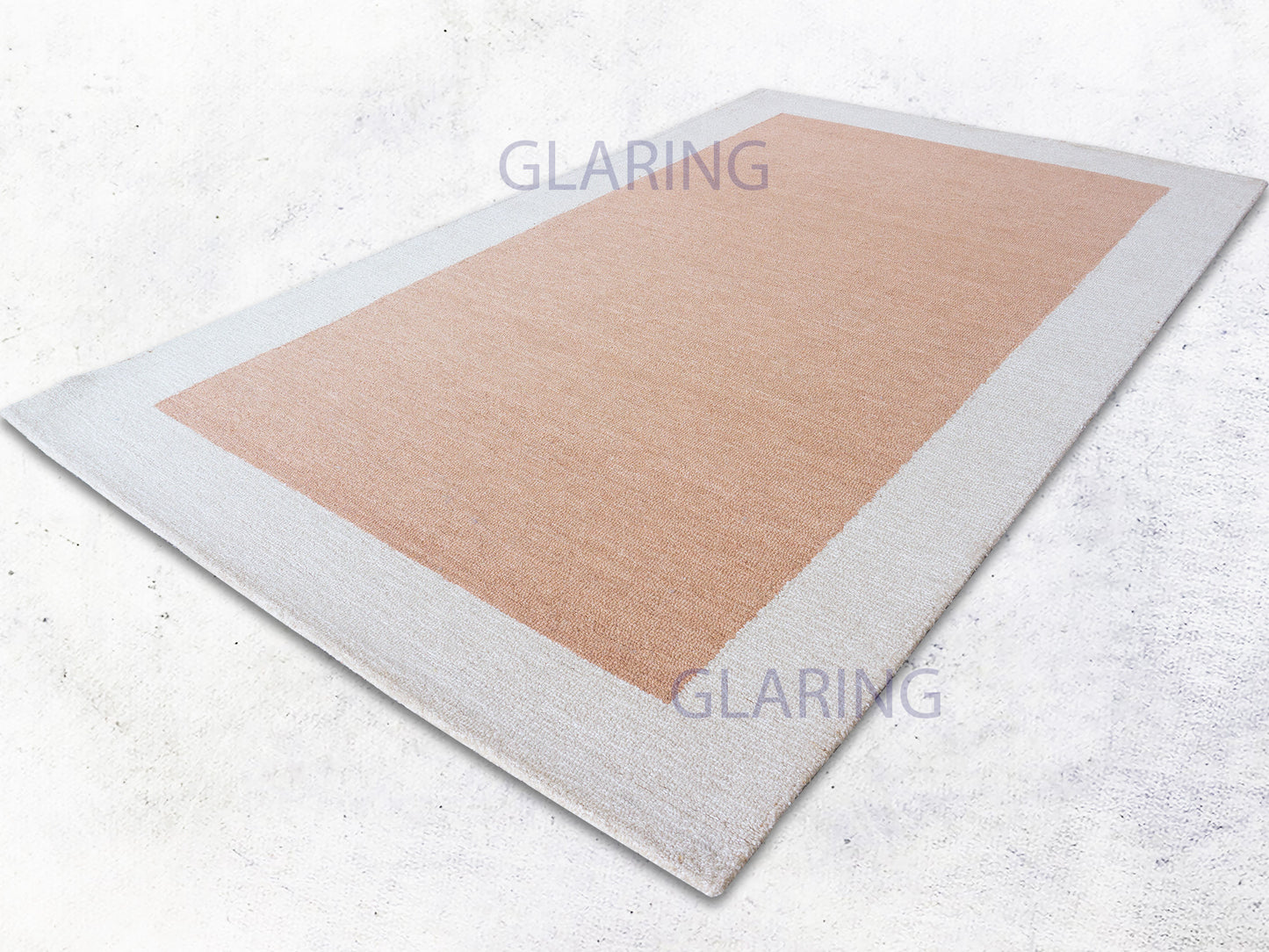 Handmade Modern Rug | Border Loop Design in Rust & Ivory