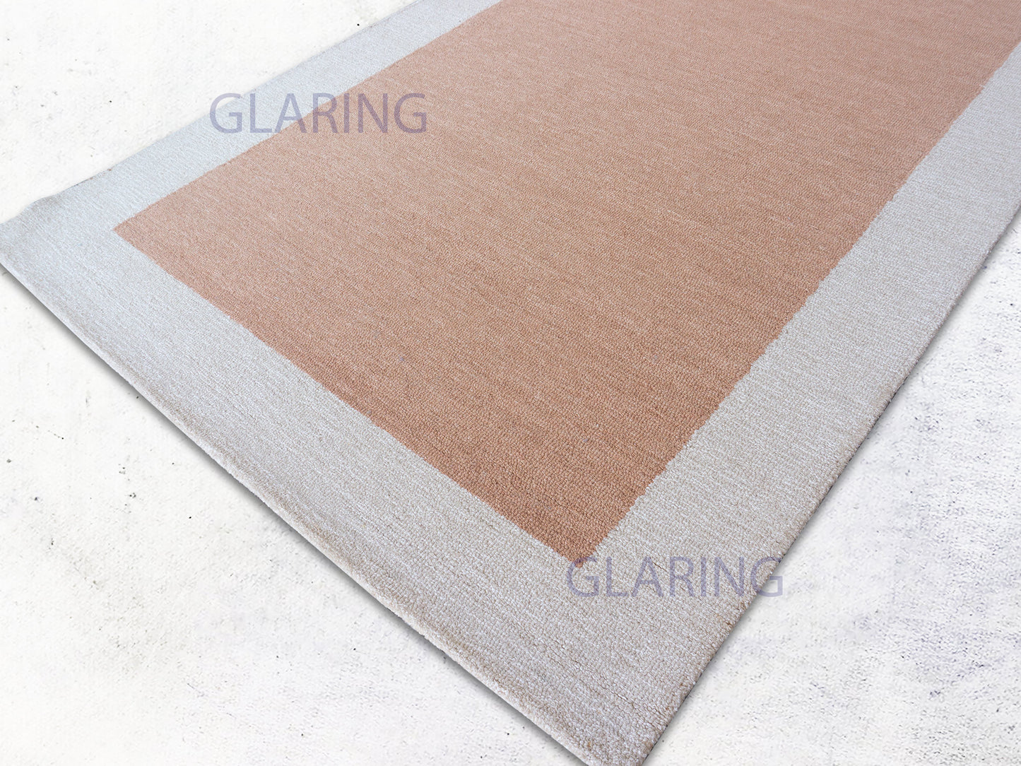 Handmade Modern Rug | Border Loop Design in Rust & Ivory