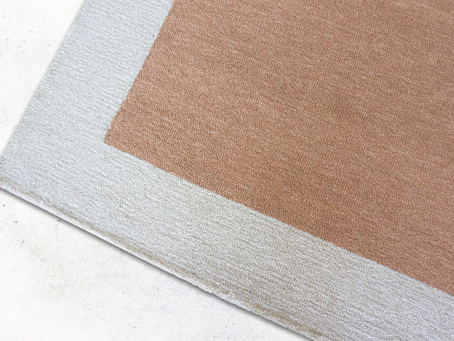Handmade Modern Rug | Border Loop Design in Rust & Ivory