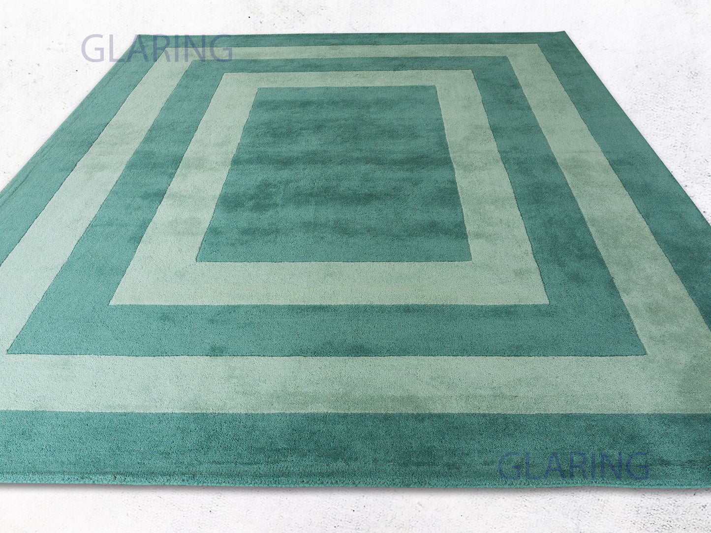 Handmade Modern Rug | Border Design in Teal Green
