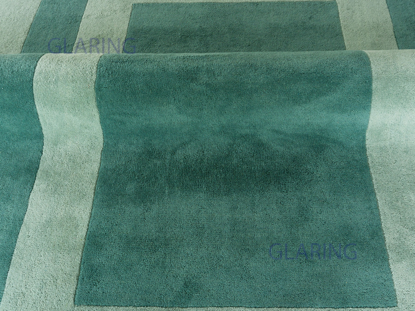 Handmade Modern Rug | Border Design in Teal Green