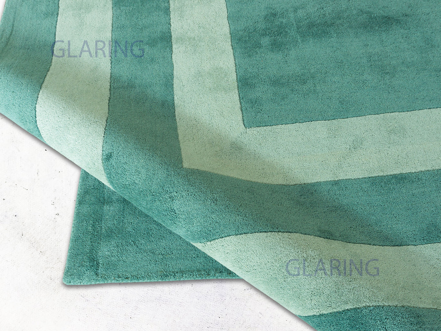 Handmade Modern Rug | Border Design in Teal Green