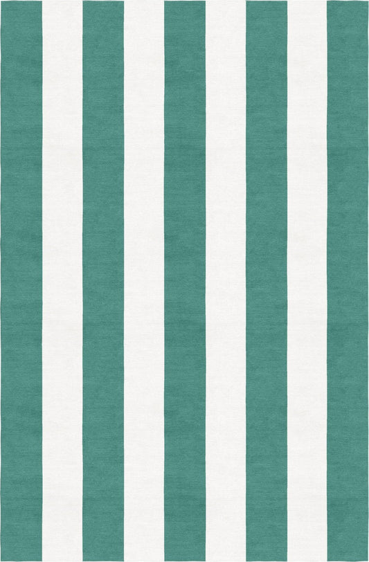 Handmade Hand-Tufted Modern Rug | Vertical Stripes Rug in Teal Green