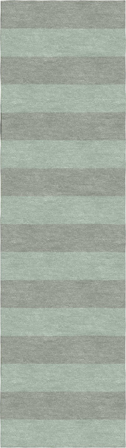 Handmade Hand-Tufted Modern Rug | Horizontal Stripes Rug in Teal Green