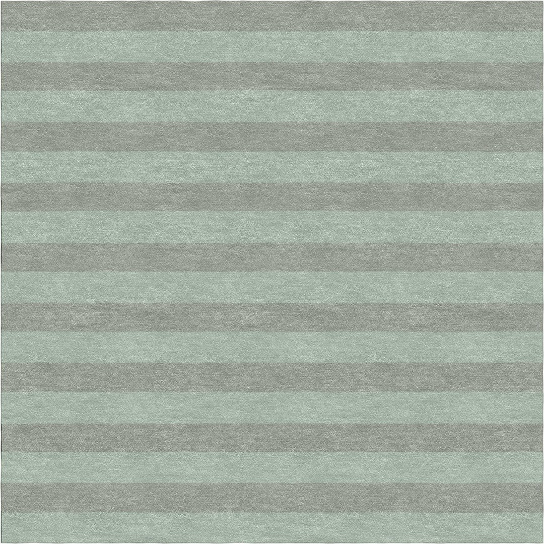 Handmade Hand-Tufted Modern Rug | Horizontal Stripes Rug in Teal Green