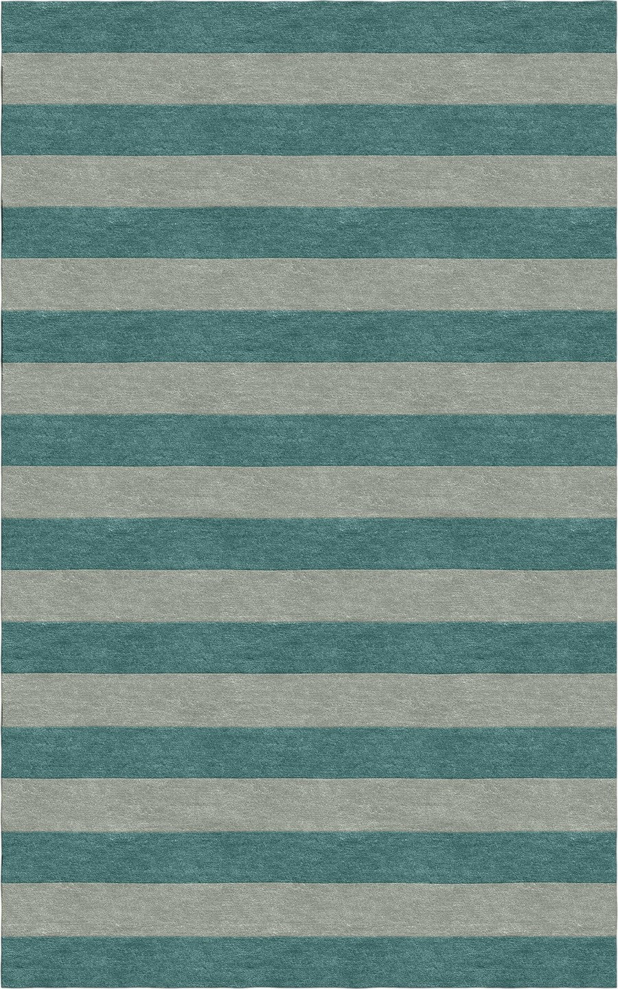 Handmade Hand-Tufted Modern Rug | Horizontal Stripes Rug in Teal Green