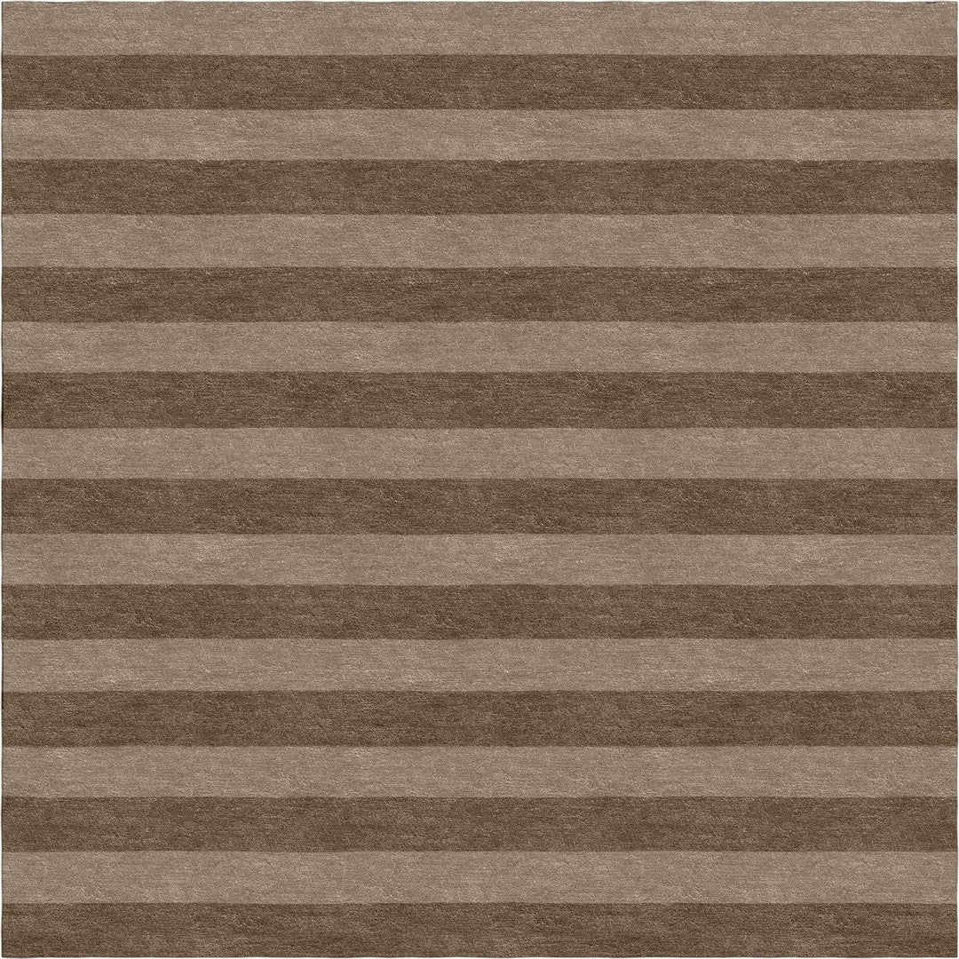 Handmade Hand-Tufted Modern Rug | Horizontal Stripes Rug in Brown