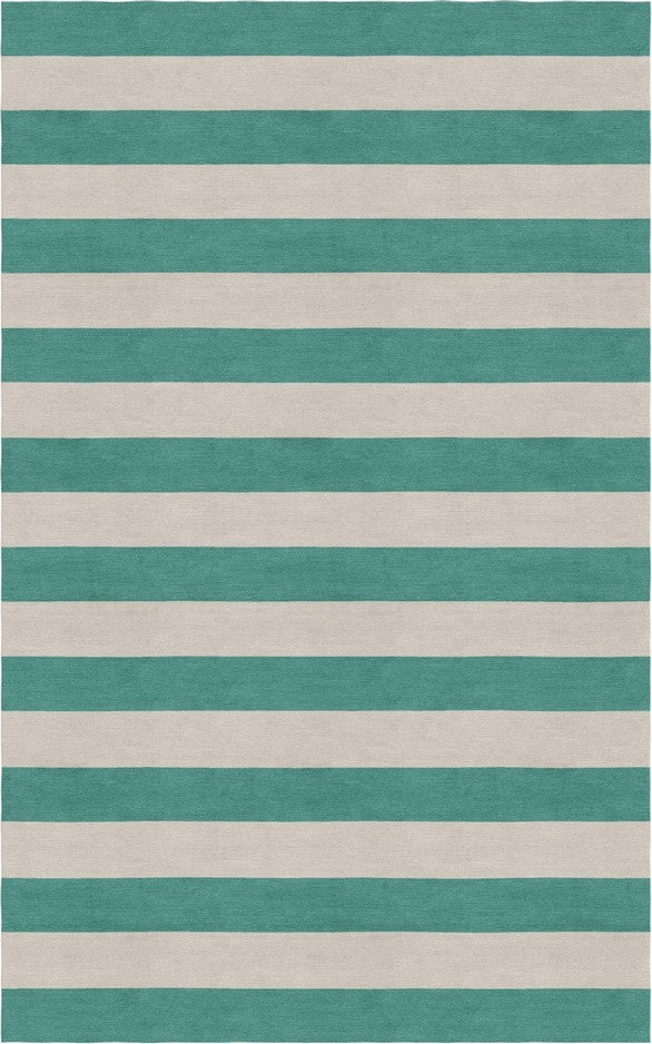 Handmade Hand-Tufted Modern Rug | Horizontal Stripes Rug in Teal Green