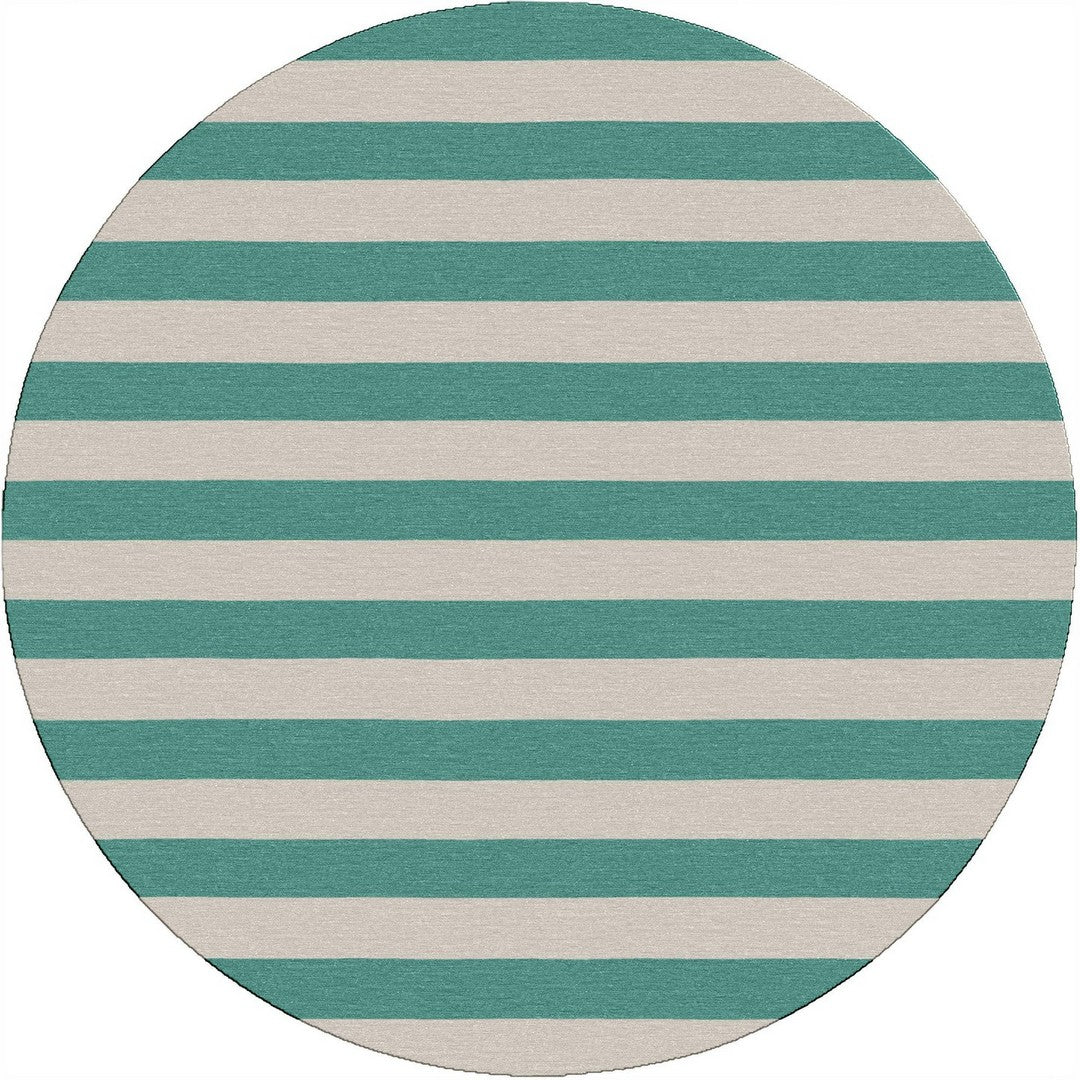 Handmade Hand-Tufted Modern Rug | Horizontal Stripes Rug in Teal Green