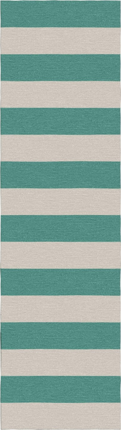 Handmade Hand-Tufted Modern Rug | Horizontal Stripes Rug in Teal Green
